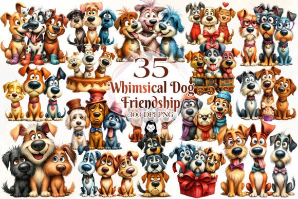 Download Quirky Dogs Friendship Clipart Bundle - Dogs Collection