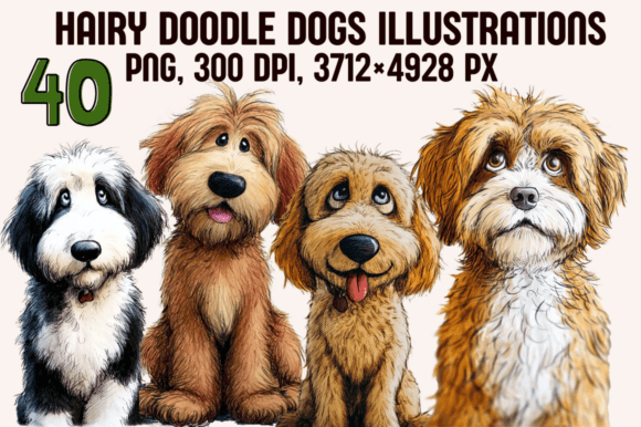 Download Hairy Doodle Dogs Illustrations - Dogs Collection